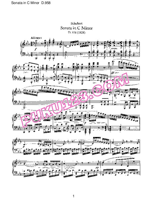 天天钢琴网-免费下载Schubert - Piano Sonata No.19 in c Minor D.958