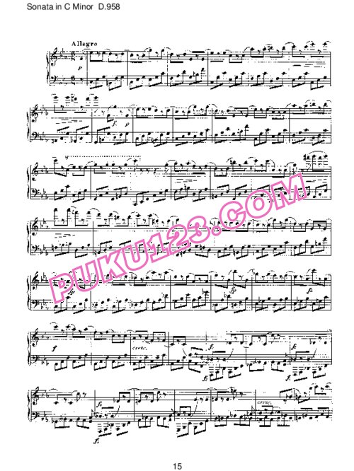 天天钢琴网-免费下载Schubert - Piano Sonata No.19 in c Minor D.958