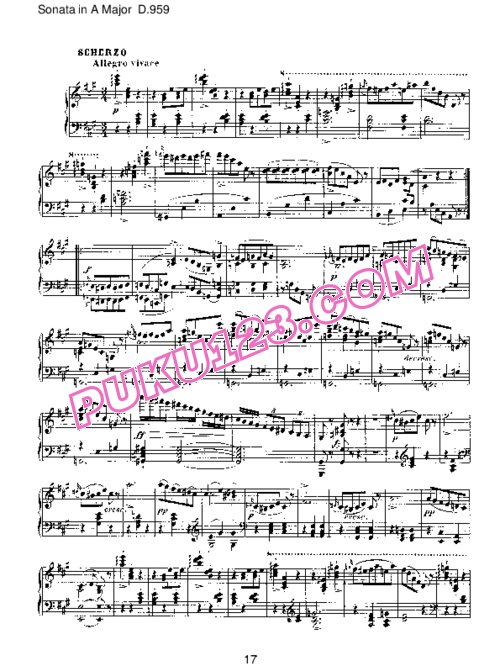 天天钢琴网-免费下载Schubert - Piano Sonata No.20 in A Major D.959