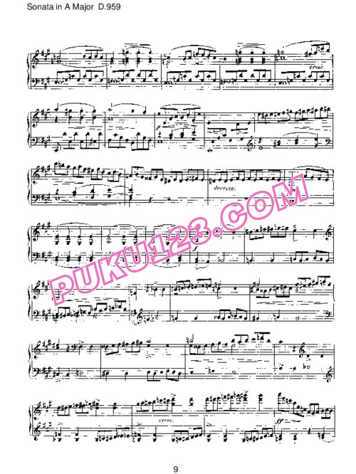 天天钢琴网-免费下载Schubert - Piano Sonata No.20 in A Major D.959