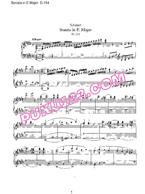 天天钢琴网-免费下载Schubert - Piano Sonata in E Major D.154 (Fragment)