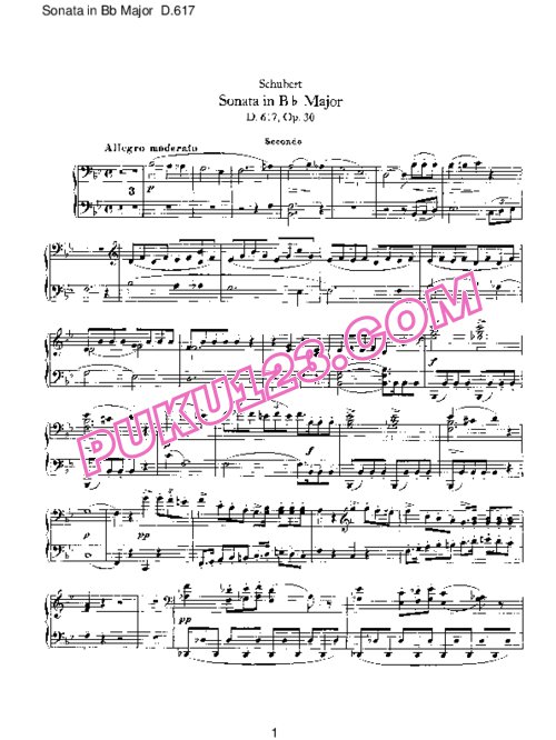 天天钢琴网-免费下载Schubert - Piano Sonata in Bb Major D.617 - 4 Hands