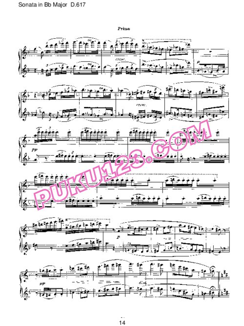 天天钢琴网-免费下载Schubert - Piano Sonata in Bb Major D.617 - 4 Hands