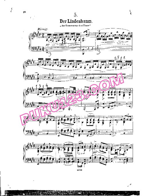 天天钢琴网-免费下载Schubert - Wittmann - Der Lindenbaum from Winterreise D.911 维特曼改编钢琴独奏版