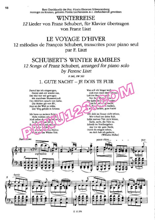 天天钢琴网-免费下载Liszt - Schubert - Gute Nacht S.561 李斯特改编钢琴独奏版