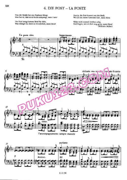 天天钢琴网-免费下载Liszt - Schubert - Die Post from Winterreise S.561-4 李斯特改编钢琴独奏版