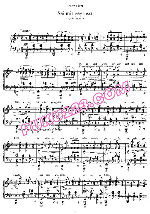 天天钢琴网-免费下载Schubert - Liszt - Sei mir gegrusst D.741 李斯特改编钢琴独奏版