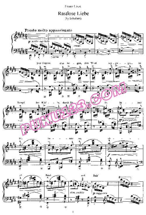 天天钢琴网-免费下载Schubert - Liszt - Rastlose Liebe D.138 李斯特改编钢琴独奏版