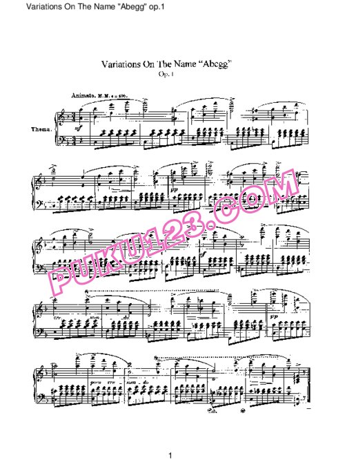 天天钢琴网-免费下载Schumann - Abegg Variations Op.1