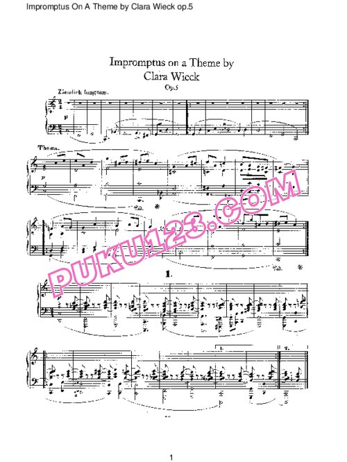 天天钢琴网-免费下载Schumann - Impromtus on a Theme by Clara Wieck Op.5
