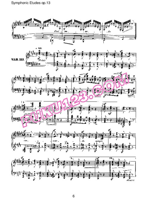 天天钢琴网-免费下载Schumann - Symphonic Etudes Op.13