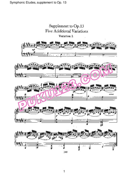 天天钢琴网-免费下载Schumann - Symphonic Etudes, Supplement Op.13a 补遗