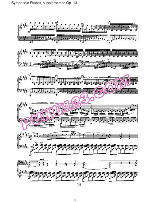 天天钢琴网-免费下载Schumann - Symphonic Etudes, Supplement Op.13a 补遗
