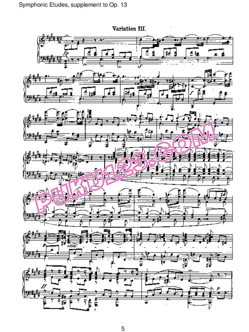 天天钢琴网-免费下载Schumann - Symphonic Etudes, Supplement Op.13a 补遗