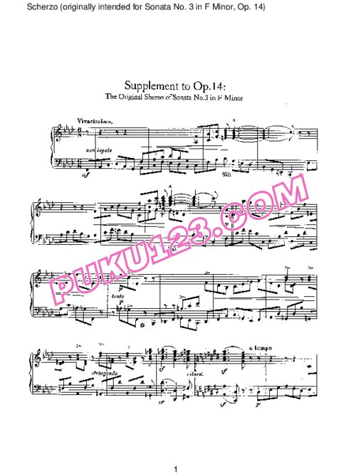 天天钢琴网-免费下载Schumann - Piano Sonata No.3 in f Minor, Supplement Op.14a 补遗
