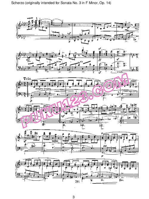 天天钢琴网-免费下载Schumann - Piano Sonata No.3 in f Minor, Supplement Op.14a 补遗