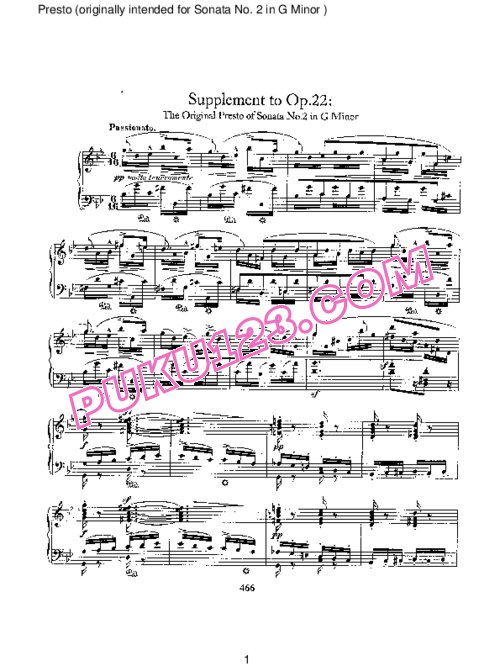 天天钢琴网-免费下载Schumann - Piano Sonata No.2 in g Minor, Supplement Op.22a 补遗