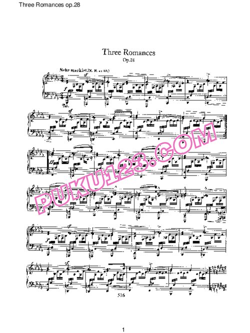 天天钢琴网-免费下载Schumann - 3 Romances Op.28
