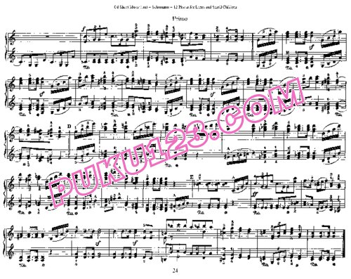 天天钢琴网-免费下载Schumann - 12 Pieces for Large and Small Children Op.85 - Quatre Mains 四手联弹