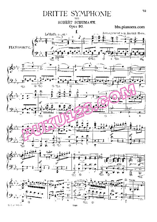 天天钢琴网-免费下载Schumann - Horn - Symphony No.3 in E-flat Major, Rhenish Op.97 - Solo Piano