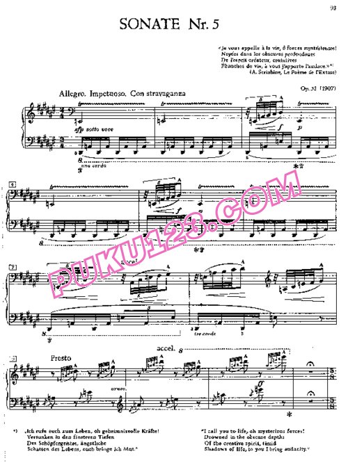 天天钢琴网-免费下载Scriabin - Piano Sonata No.5 in F-Sharp Major Op.53