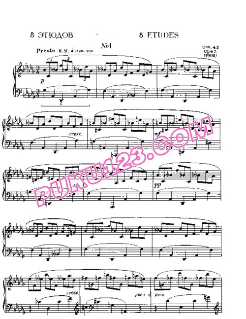 天天钢琴网-免费下载Scriabin - 8 Etudes Op.42