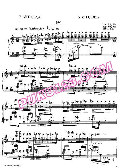 天天钢琴网-免费下载Scriabin - 3 Etudes Op.65