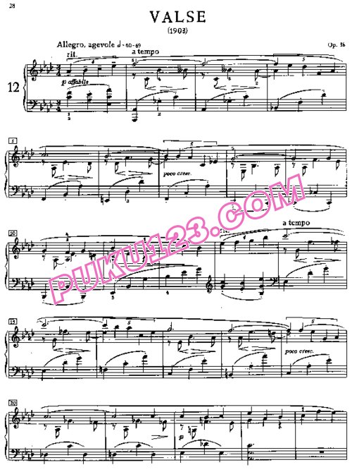 天天钢琴网-免费下载Scriabin - Valse in A-flat Major Op.38