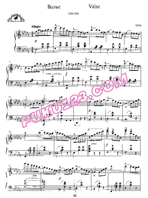 天天钢琴网-免费下载Scriabin - Valse in D-flat Major (1886)