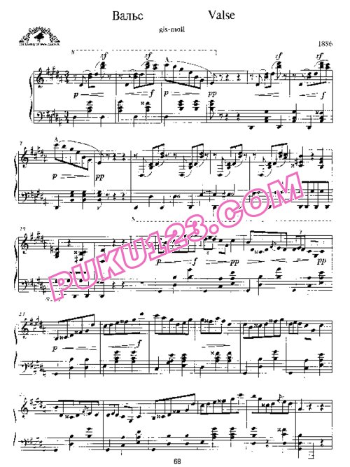 天天钢琴网-免费下载Scriabin - Valse in g-sharp Minor (1886)