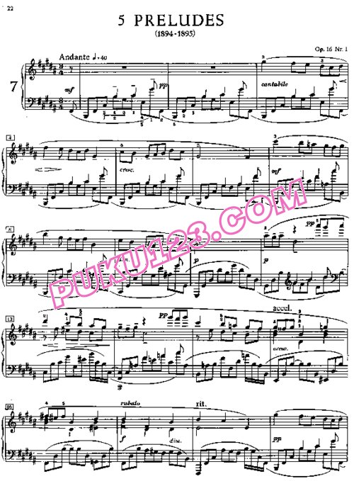 天天钢琴网-免费下载Scriabin - 5 Preludes Op.16