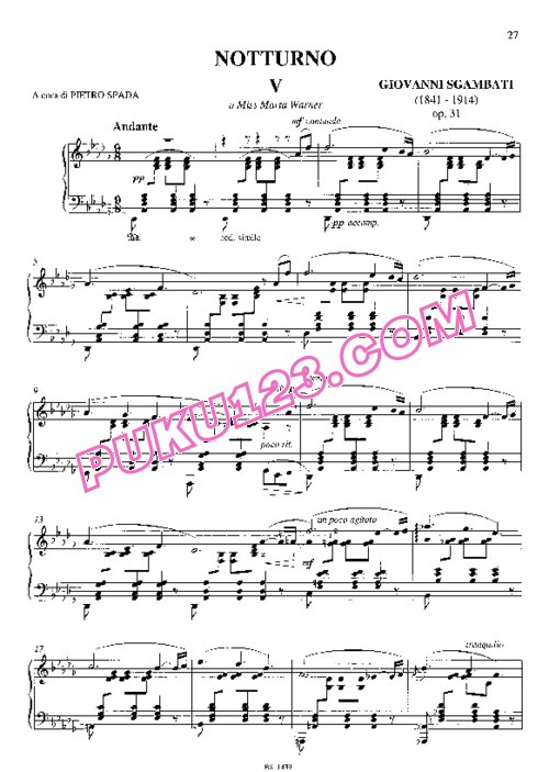 天天钢琴网-免费下载Sgambati - Nocturne No.5 in D-Flat Major Op.31