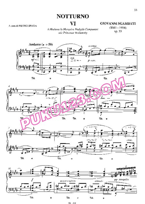 天天钢琴网-免费下载Sgambati - Nocturne No.6 in E Major Op.33