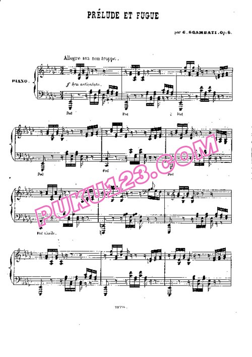 天天钢琴网-免费下载Sgambati - Prelude et Fugue es-moll Op.6