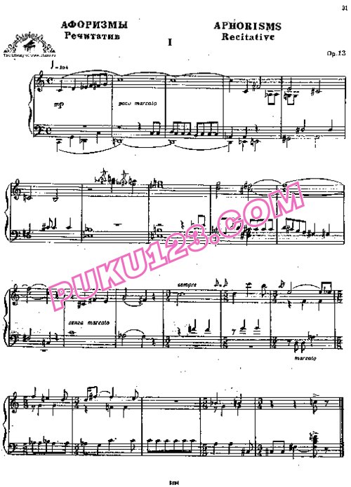 天天钢琴网-免费下载Shostakovich - Aphorisms Op.13