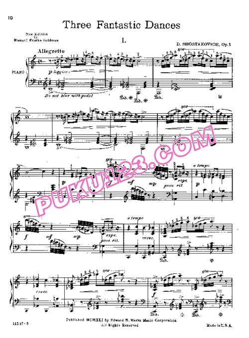 天天钢琴网-免费下载Shostakovich - Three Fantastic Dances Op.5