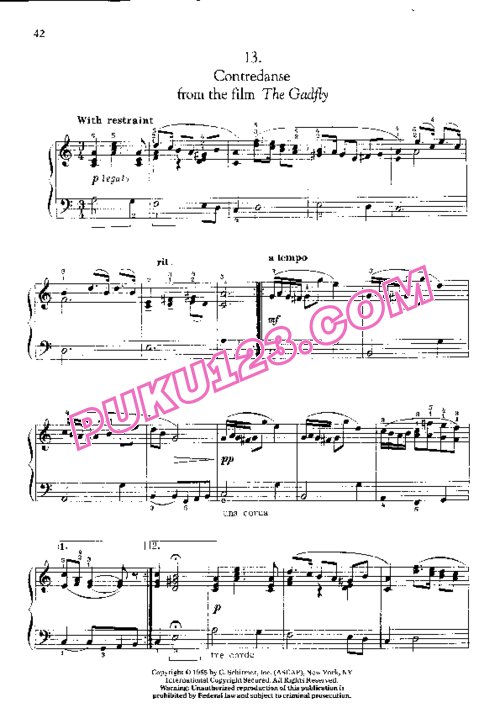 天天钢琴网-免费下载Schostakovich - 6 Pieces from The Gadfly Op.97a 钢琴独奏