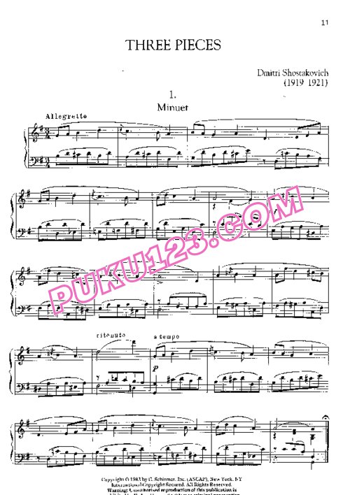 天天钢琴网-免费下载Schostakovich - 3 Pieces (1919-1921)