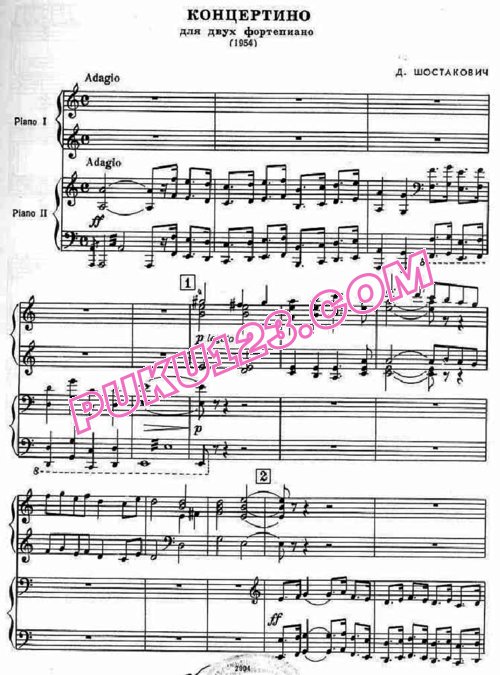 天天钢琴网-免费下载Shostakovich - Concertino for Two Pianos Op.94 - 2 piano