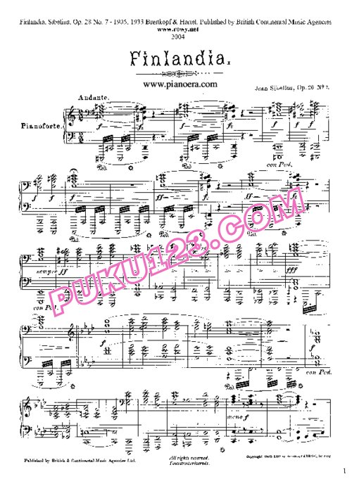 天天钢琴网-免费下载Sibelius - Finlandia Op.26-7 - solo