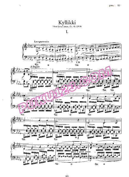 天天钢琴网-免费下载Sibelius - Kyllikki Op 41