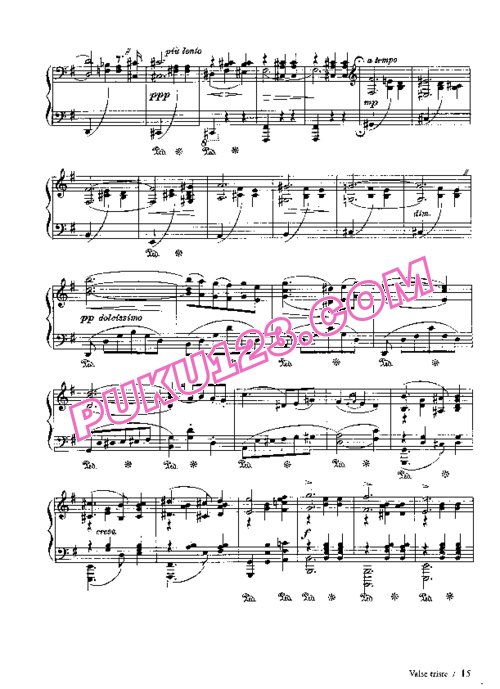 天天钢琴网-免费下载Sibelius - Valse Triste from Kuolema Op.44 - Solo Piano