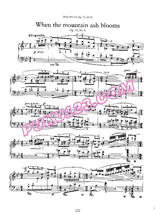 天天钢琴网-免费下载Sibelius - 5 Pieces for Piano, Op.75