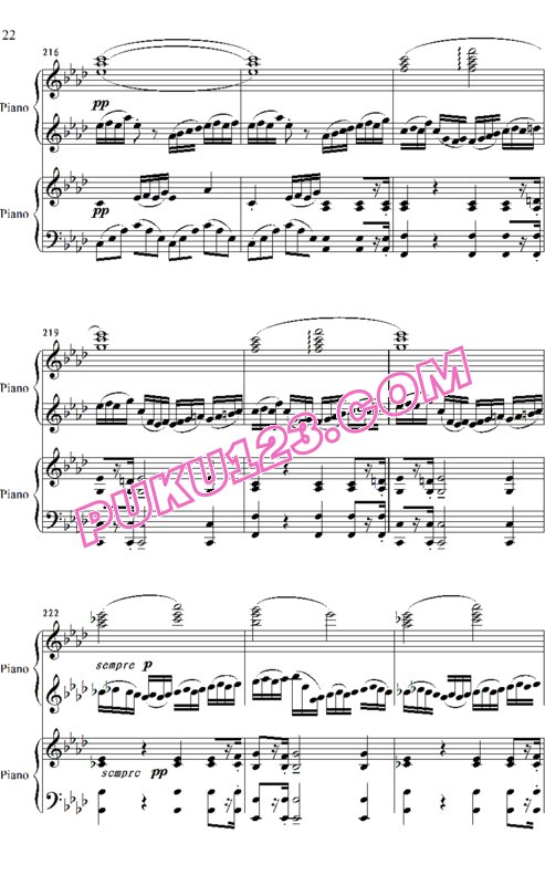 天天钢琴网-免费下载Smetana - Vltava - 2 Pianos, Arranged by Edisonai 《伏尔塔瓦河》双钢琴版