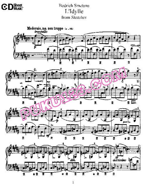 天天钢琴网-免费下载Smetana - Sketches I Op.4 (Select) 第2、3首