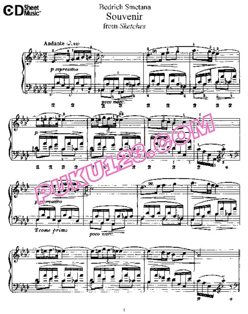 天天钢琴网-免费下载Smetana - Sketches I Op.4 (Select) 第2、3首