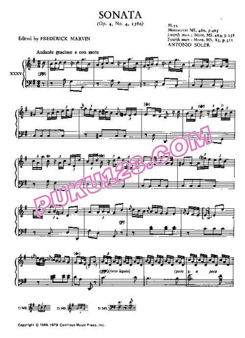 天天钢琴网-免费下载Soler - Piano Sonata in G Major M35