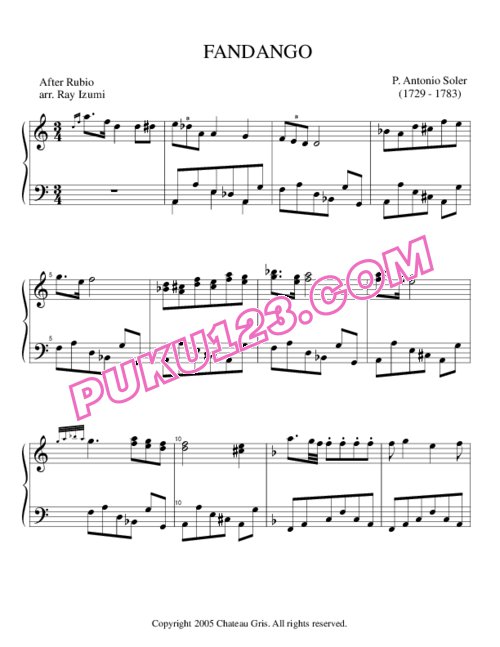 天天钢琴网-免费下载Soler - Fandango in d Minor