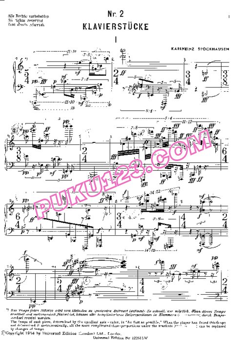 天天钢琴网-免费下载Stockhausen - Klavierstück I-IV