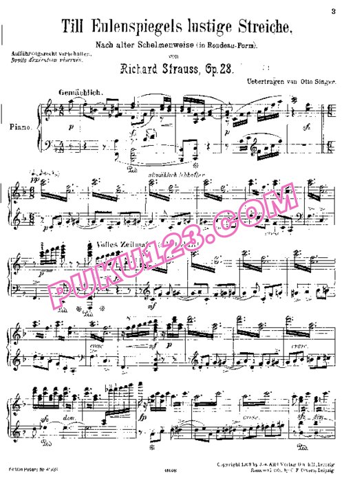 天天钢琴网-免费下载Richard Strauss - Till Eulenspiegels Lustige Streiche Op.28